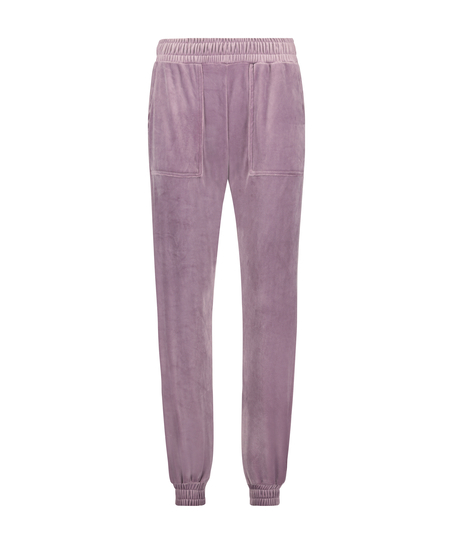Tall Velours Jogging Bottoms, Purple