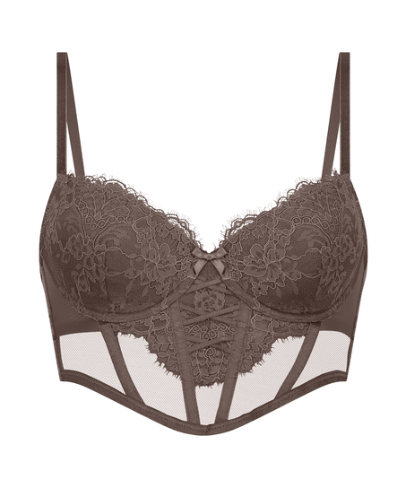 Arabella Padded Underwired Longline Bra, Brown
