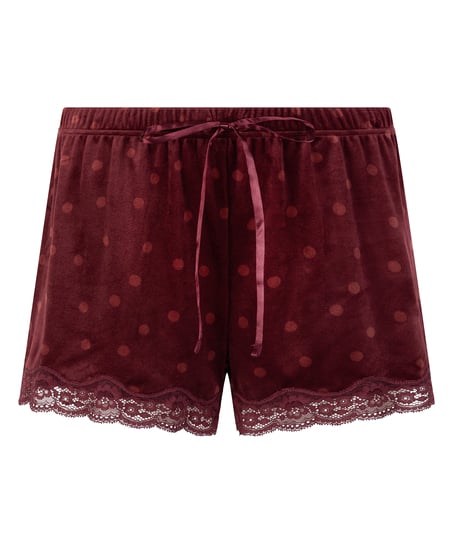 Velvet lace shorts, Purple
