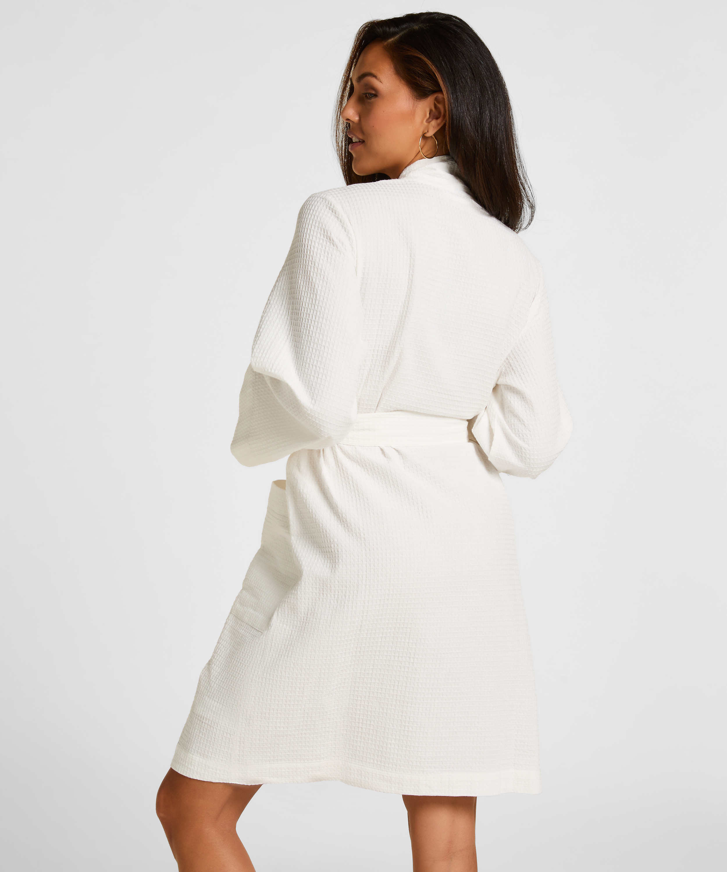 Waffle Bathrobe, White, main