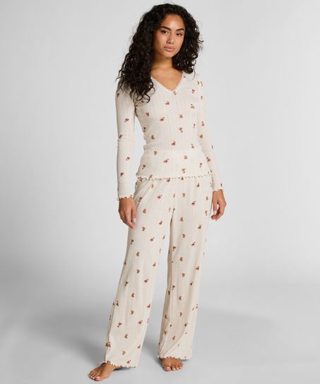 Pointelle Pyjama Top, White