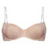Transparent Back Padded Underwired Bra, Beige