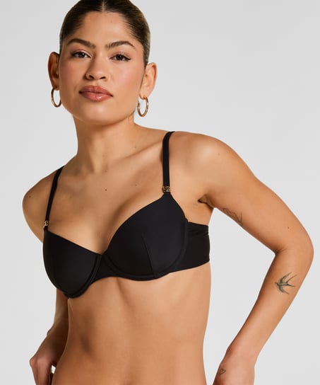 Luxe Padded Underwired Bikini Top, Black
