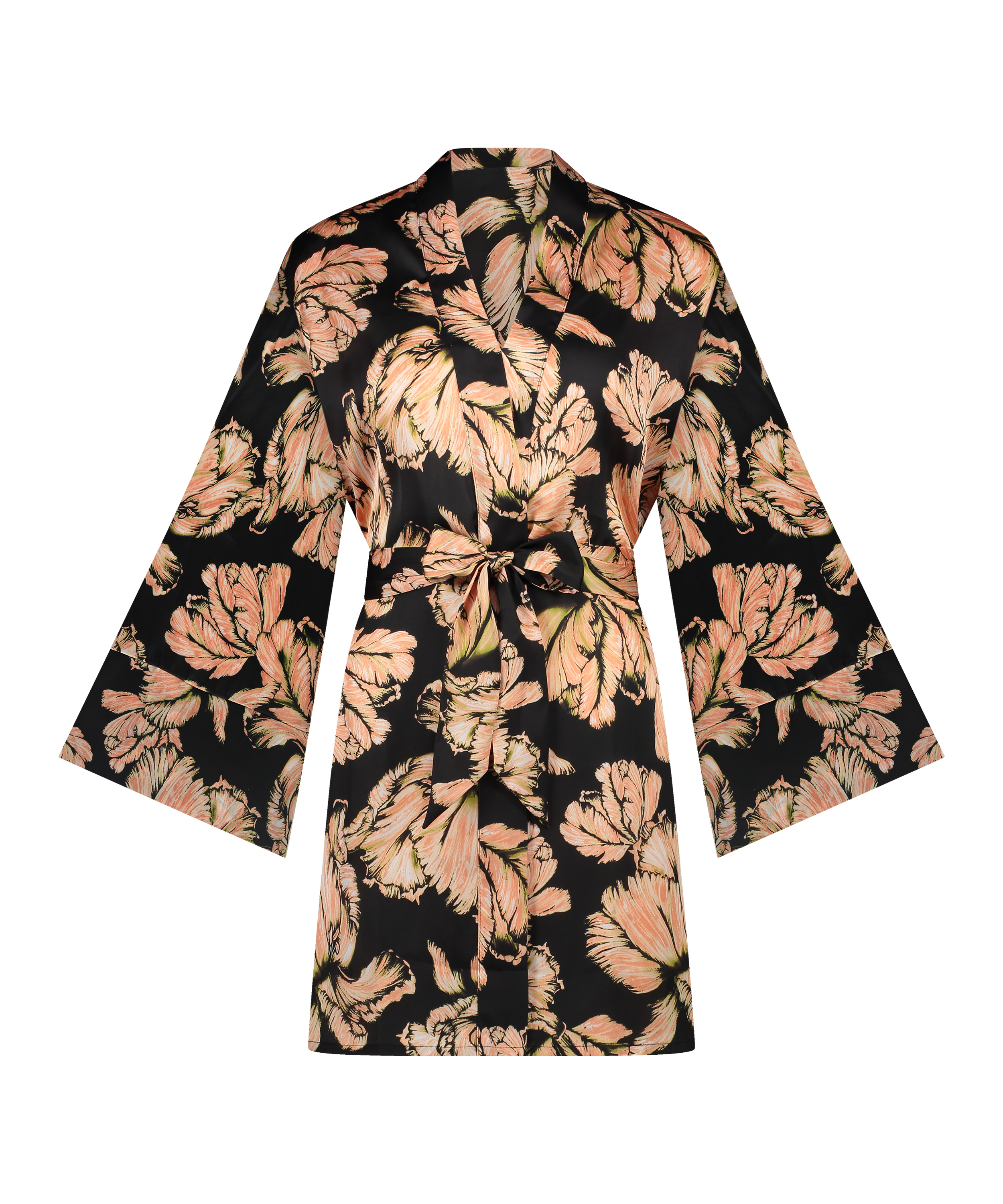 Satin Kimono, Black, main