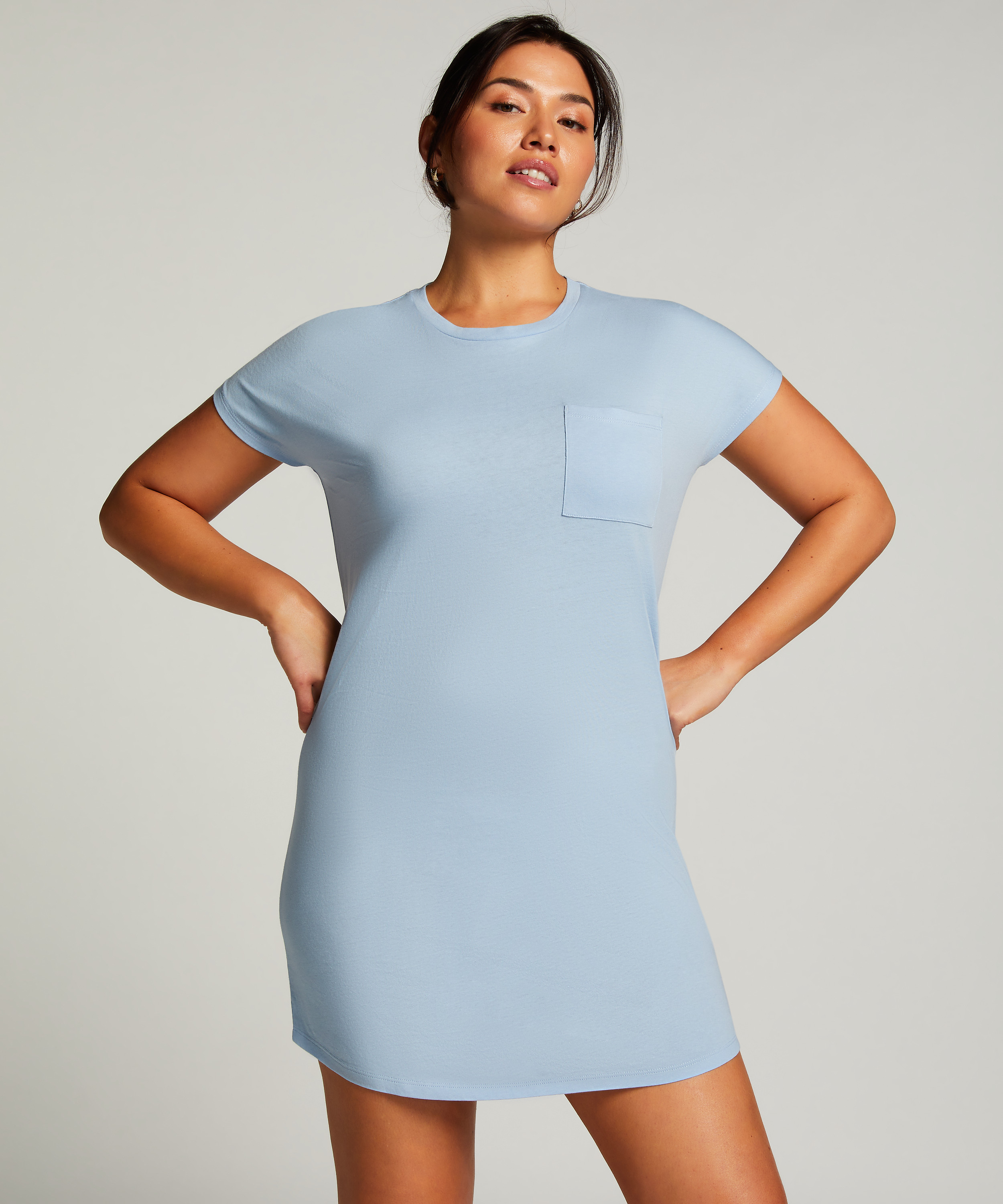 Round Neck Nightshirt, Blue, main
