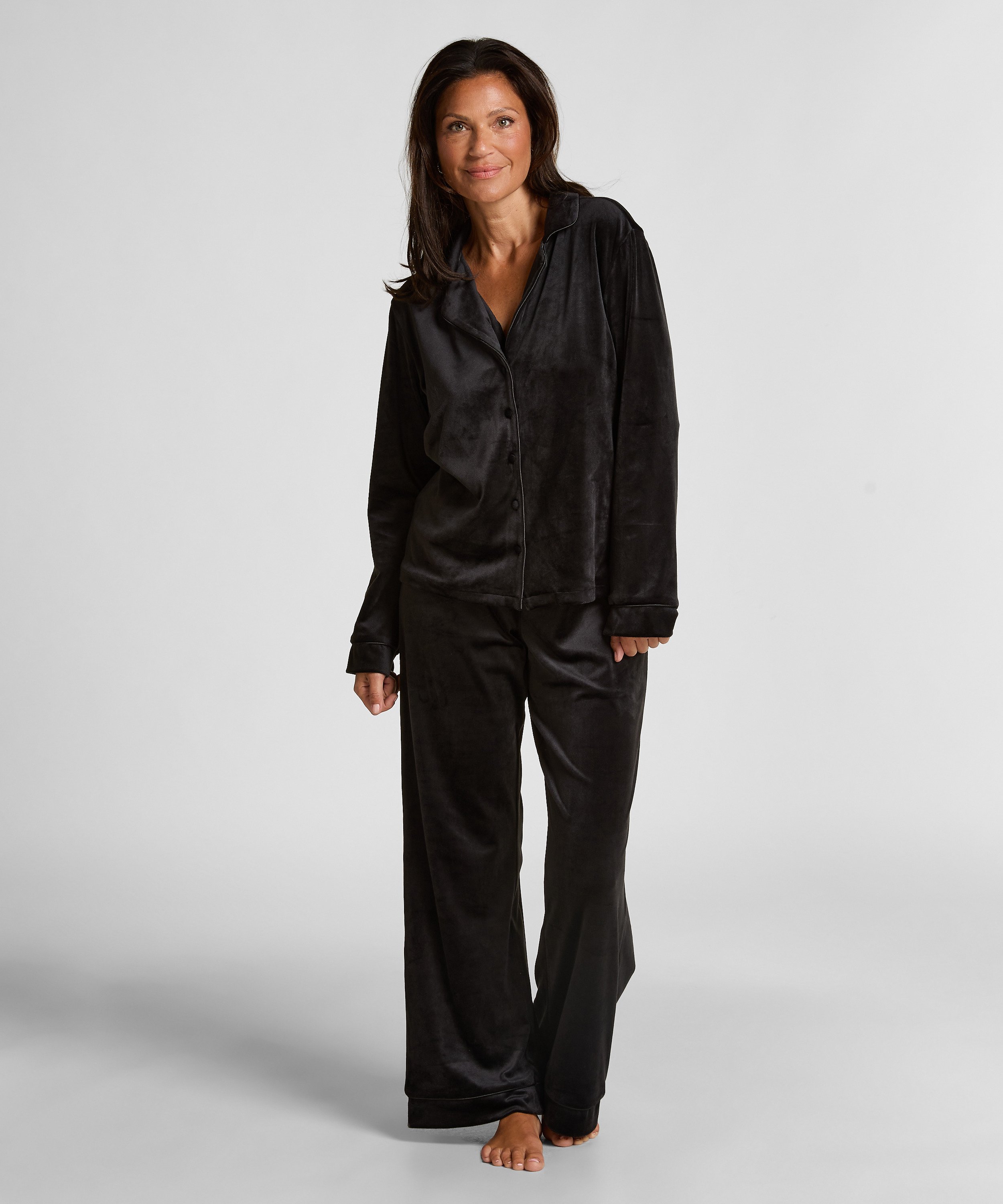 Velours Long-Sleeved Jacket, Black, main