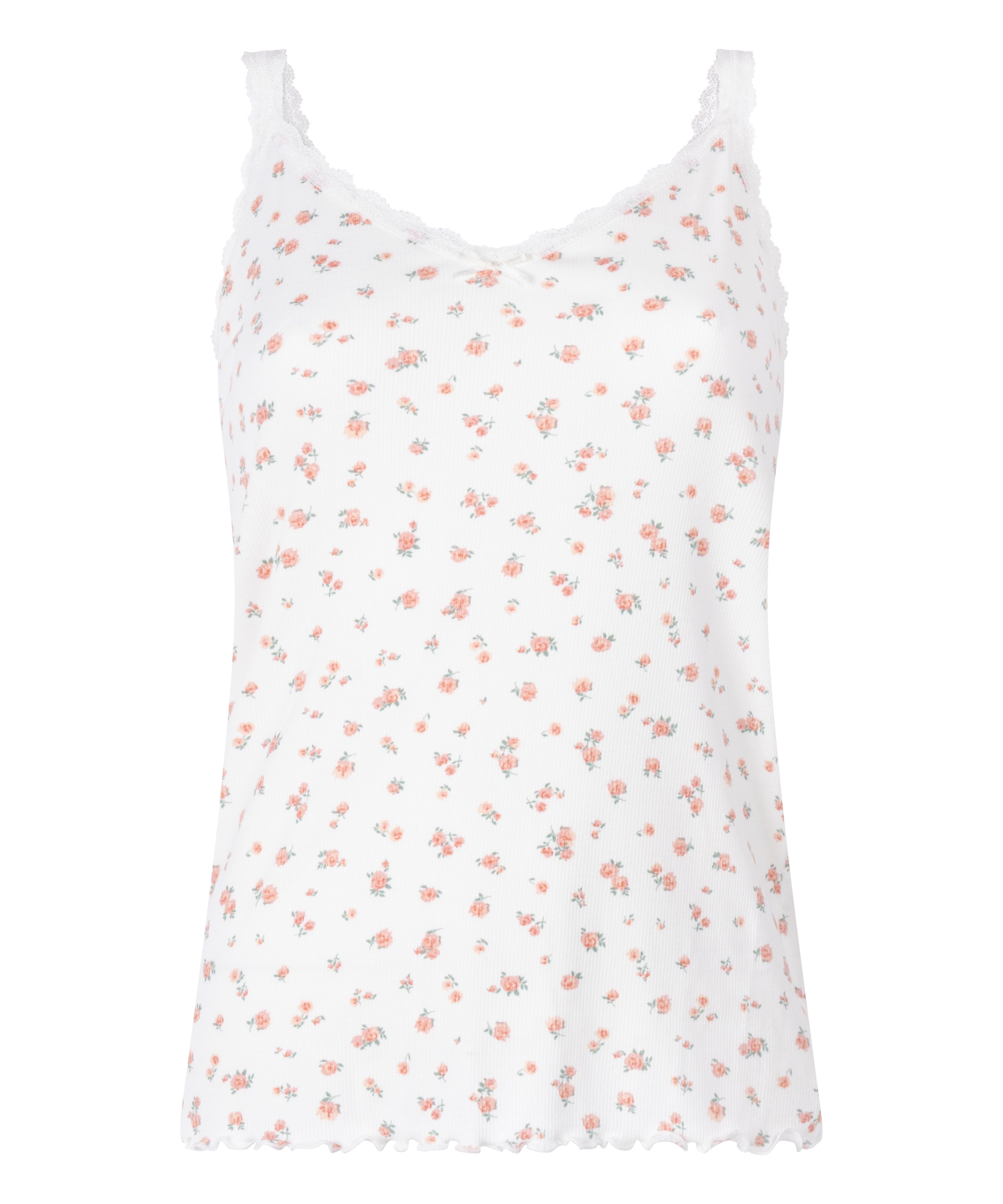 Ribbed Lace Cami, White, main