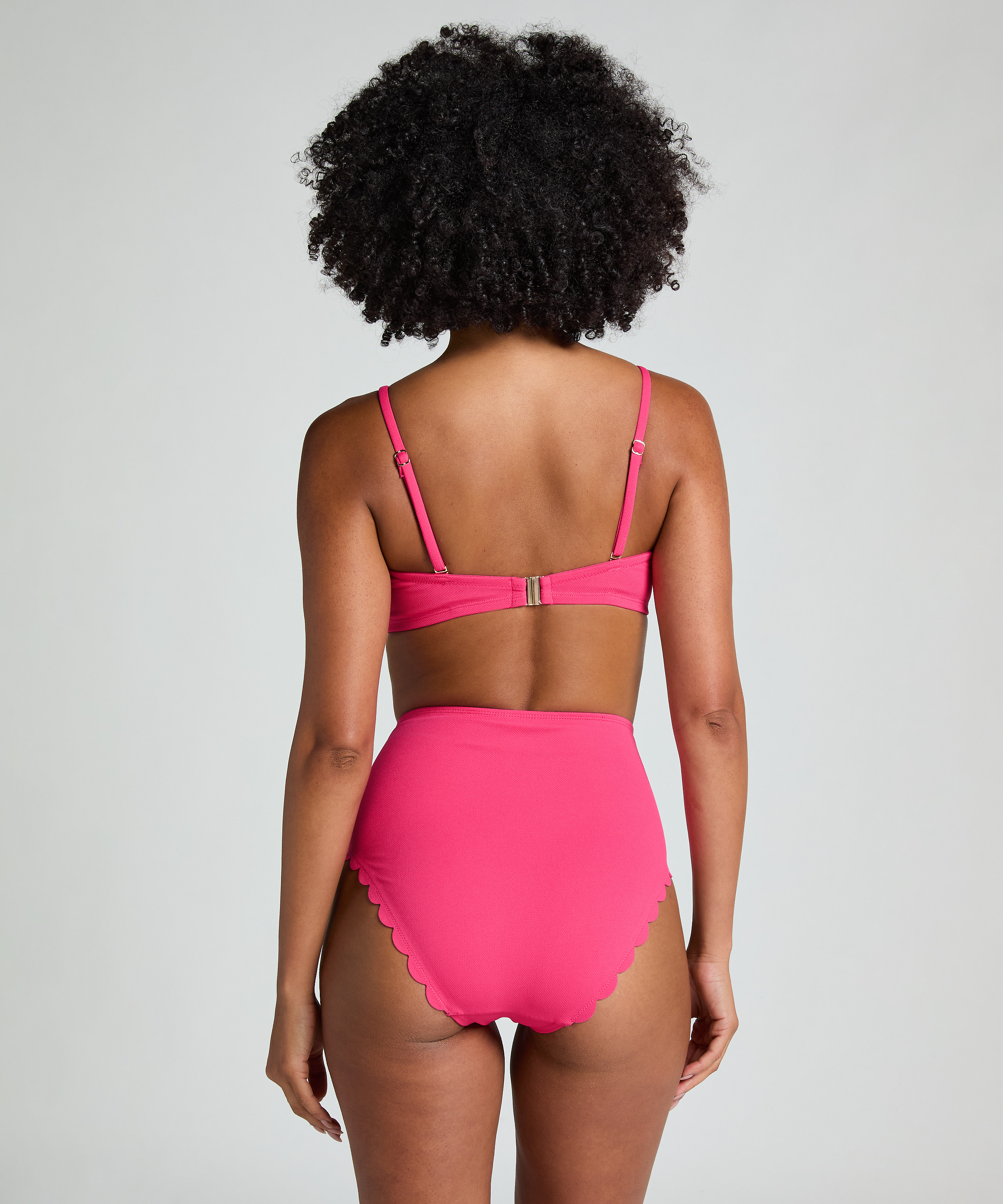 Scallop High Waist Rio Bikini Bottom, Pink, main