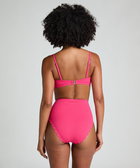 Scallop High Waist Rio Bikini Bottom, Pink