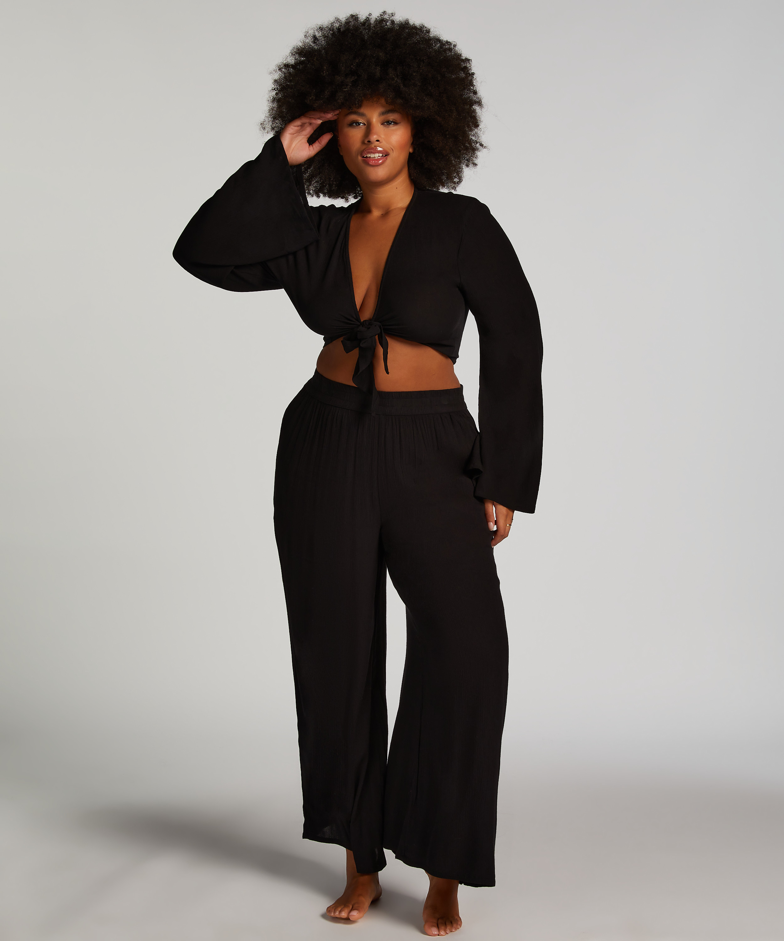 Knot Long Sleeve Top, Black, main