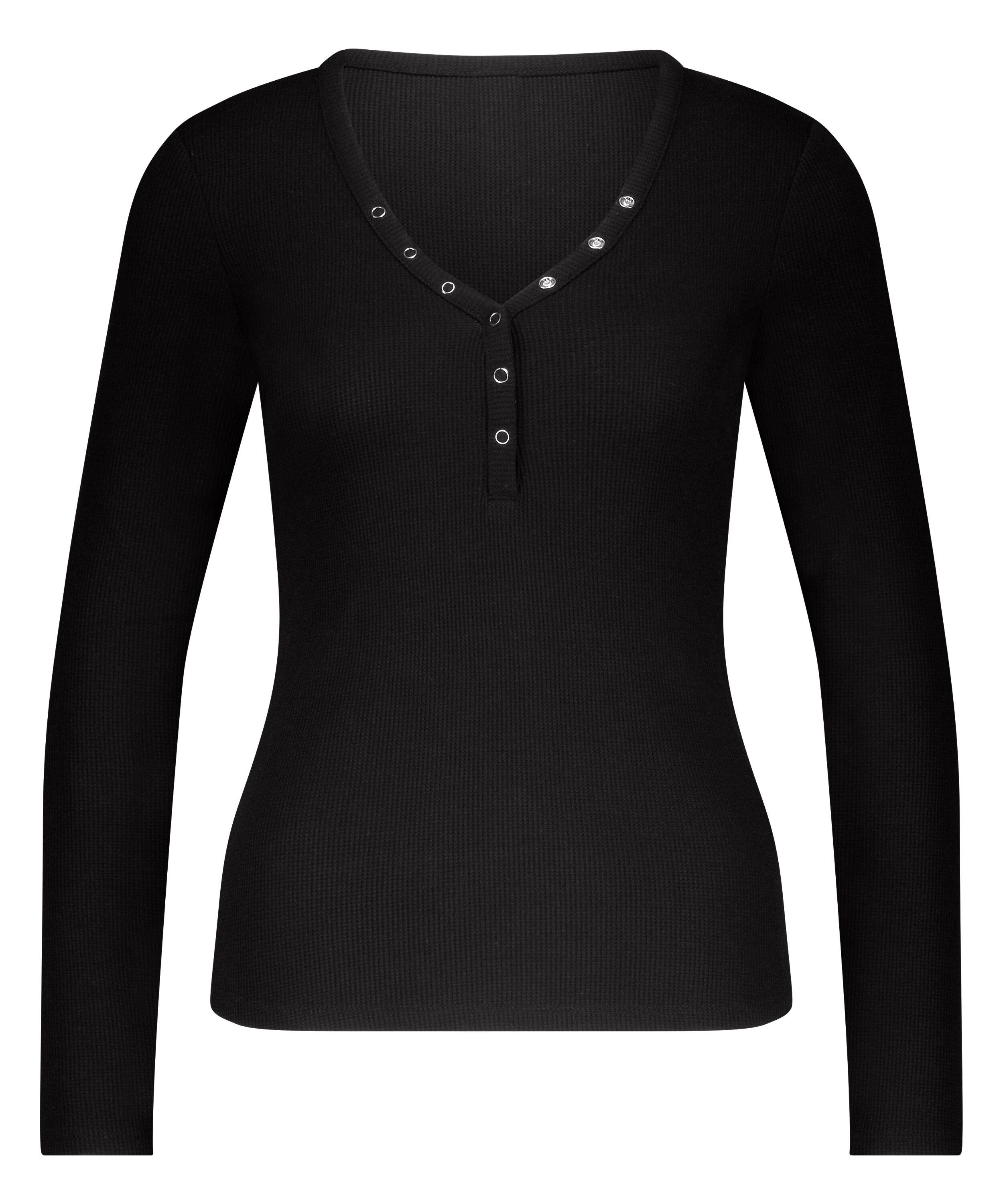 Long-Sleeved Pyjama Top, Black