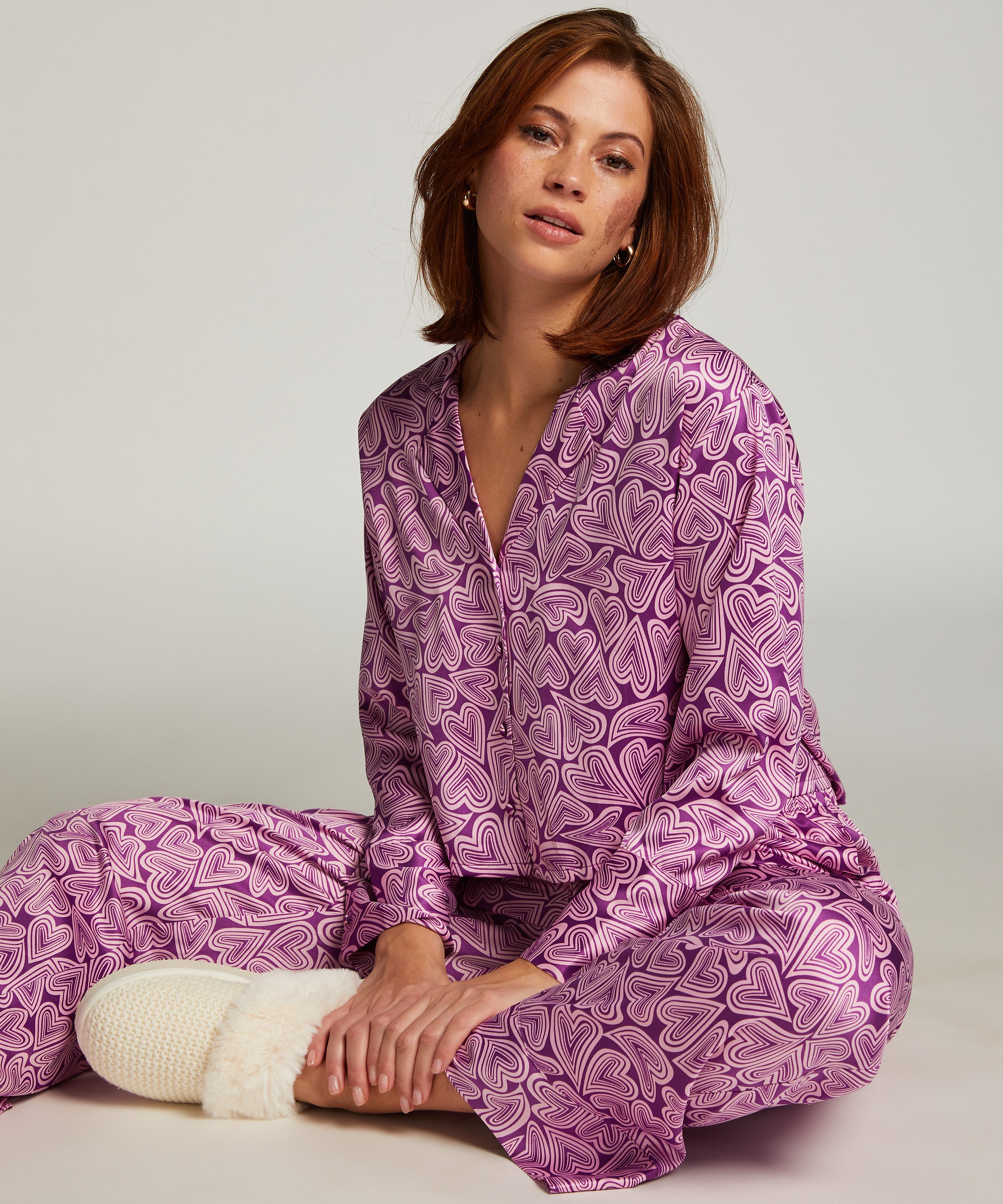 Satin Long-Sleeved Jacket, Purple, main