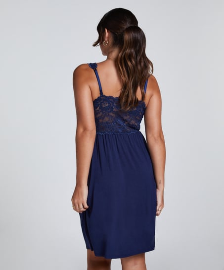 Nora Lace Slip Dress, Blue