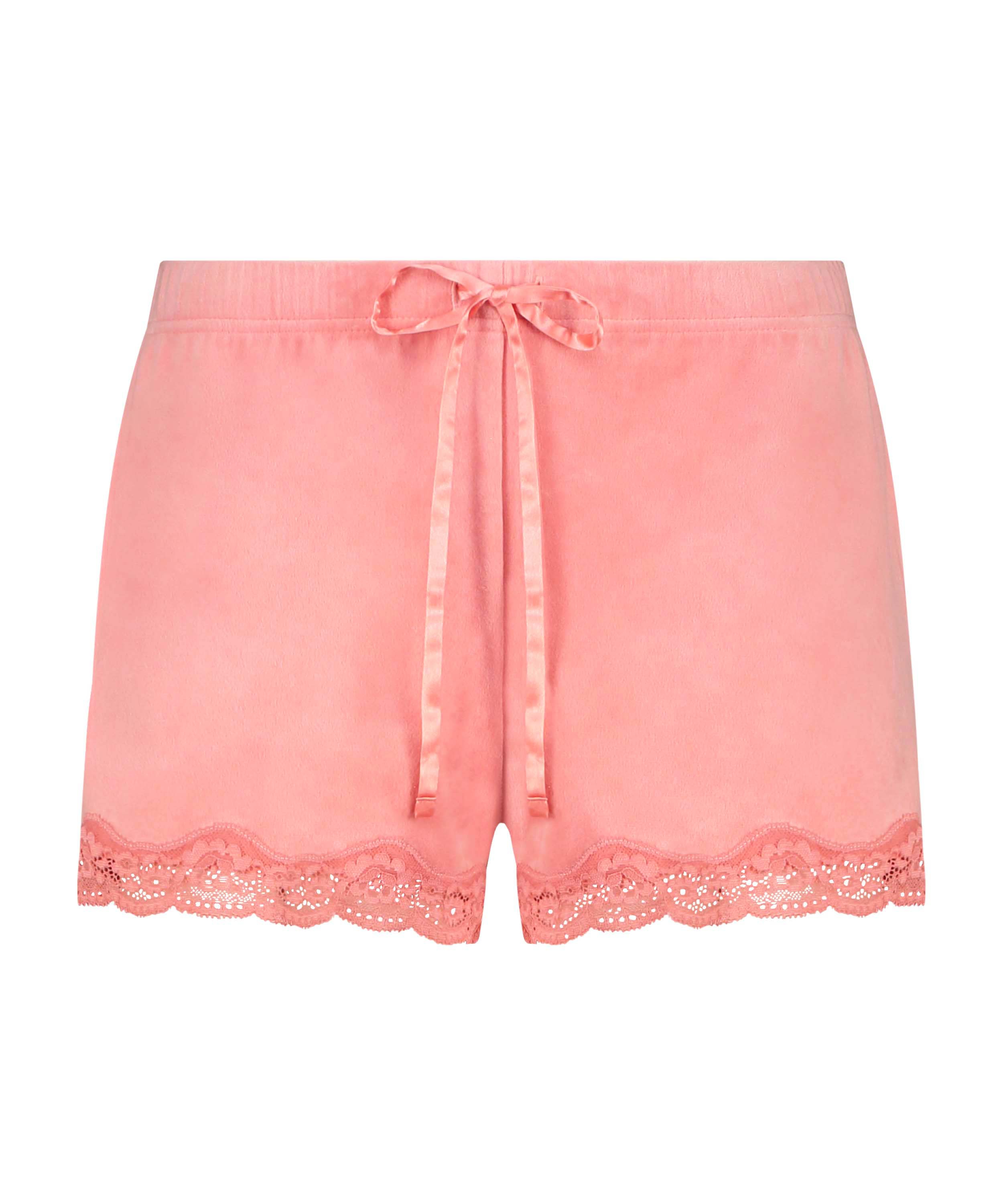 Velvet lace shorts, Pink, main