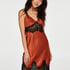 Lace Satin Slip Dress, Red