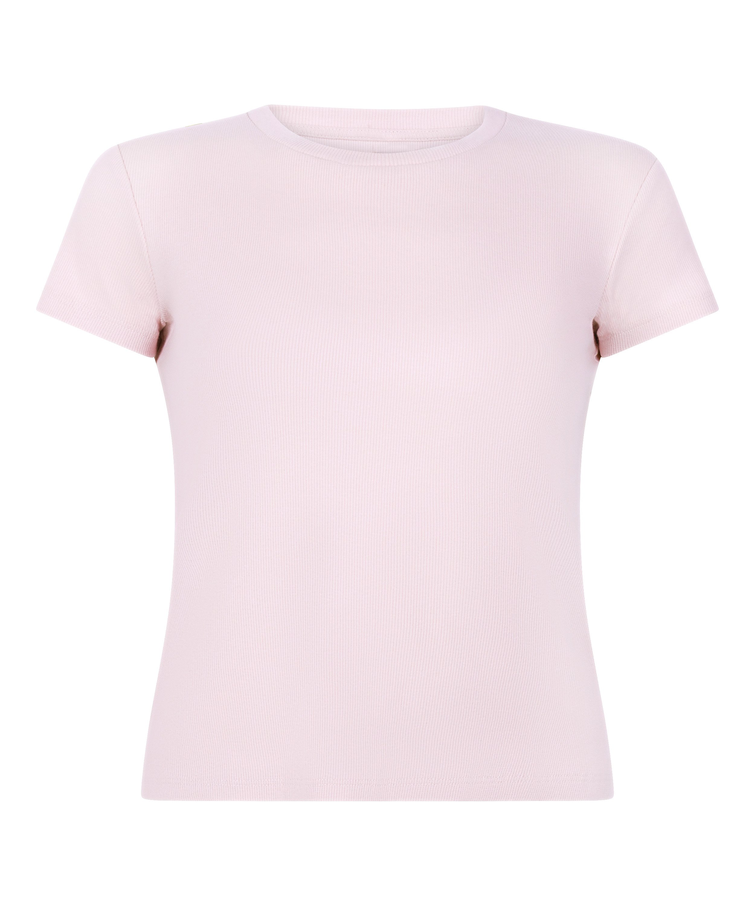 Ribbed Crew Neck Short-Sleeved Pyjama Top, Pink, main