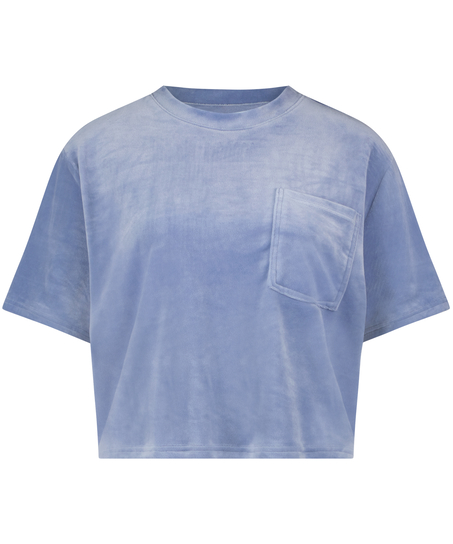 Top Velours Pocket, Blue