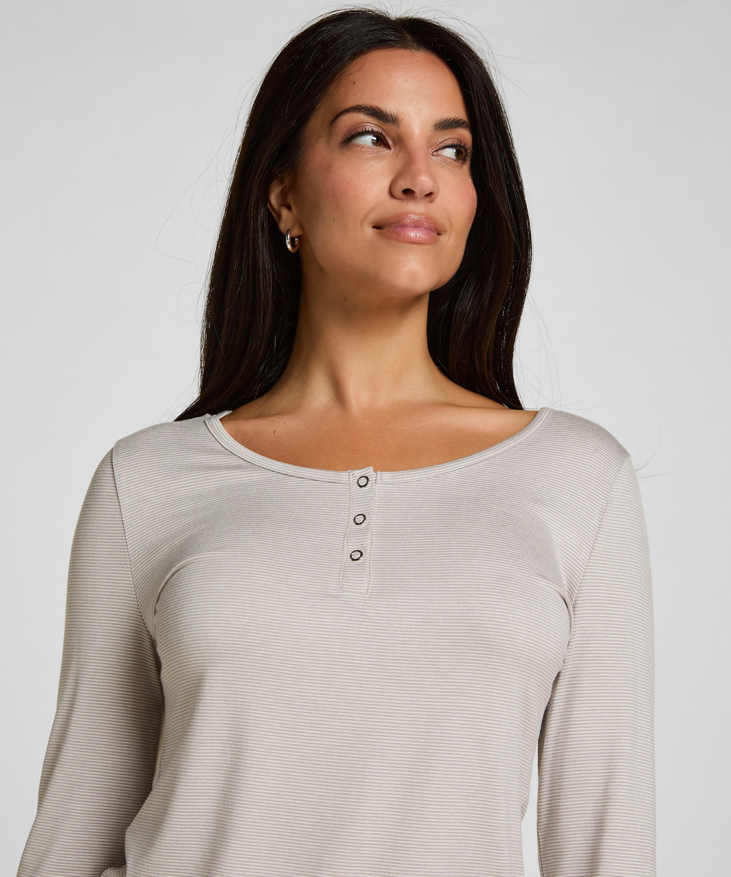 Pyjama Top Thin Stripe, Gray, main