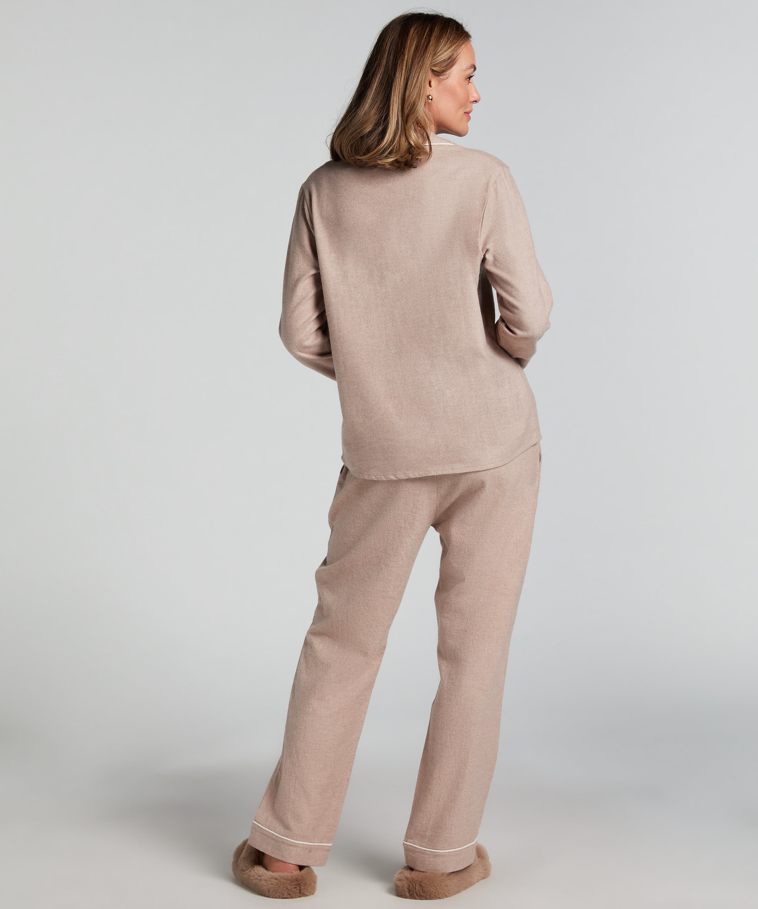 Flannel Pyjama Pants, Beige, main