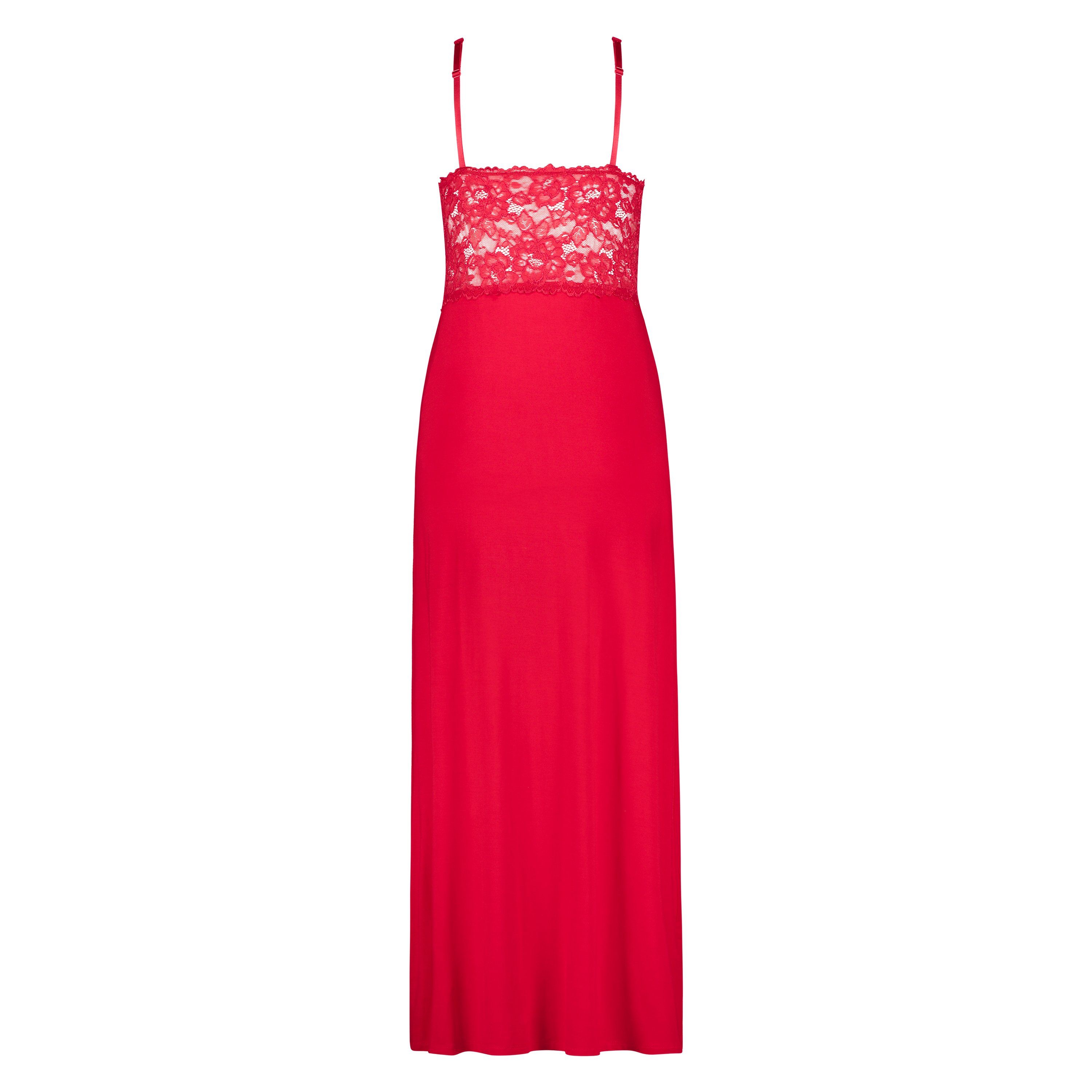 Nora Lace Long Slip Dress, Red, main