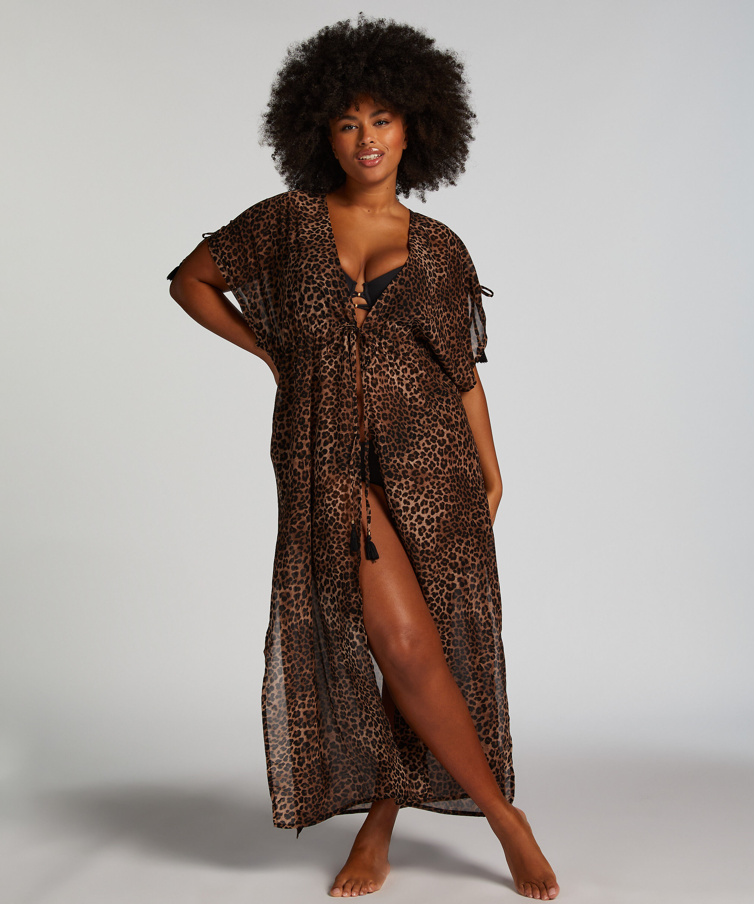 Sheer Kimono, Brown