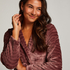 Short Fleece Ribbed Bathrobe, Purple