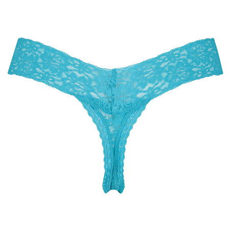 Floral Lace Thong, Blue