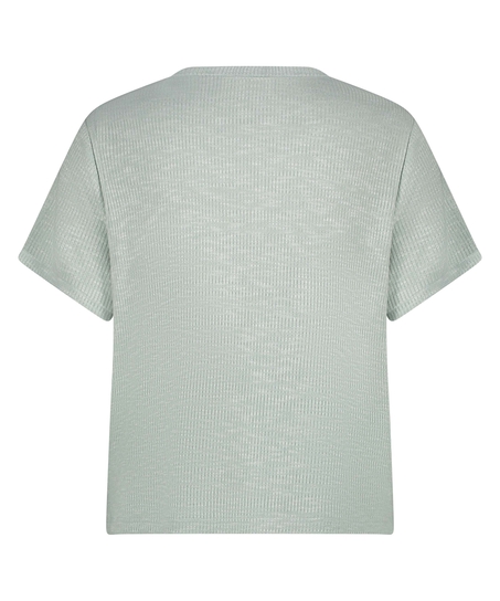 Rib Short-Sleeved Top, Green