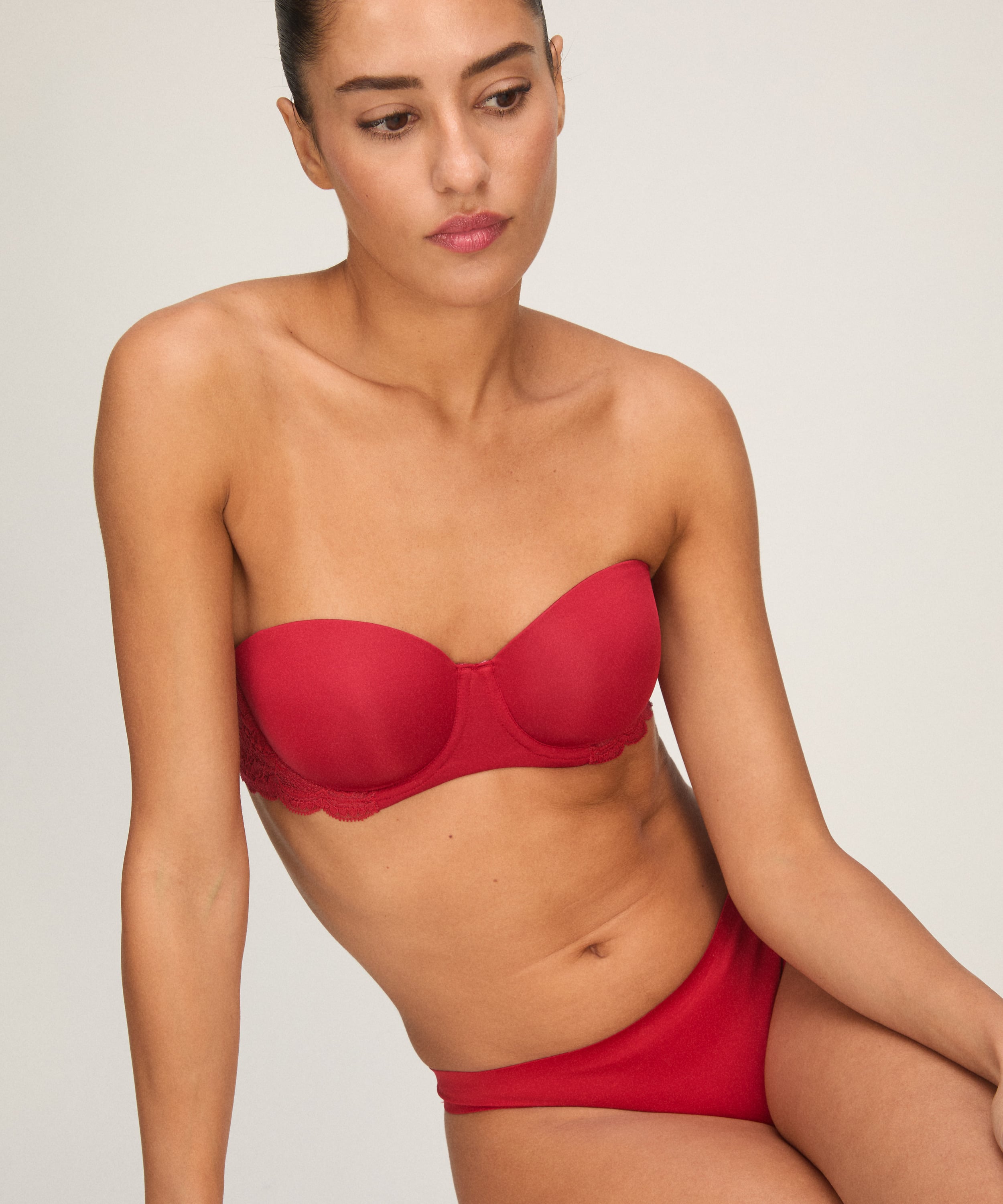 Angie Padded Strapless Underwired Bra, Red, main