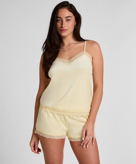 Velours Lace Cami Top, Yellow