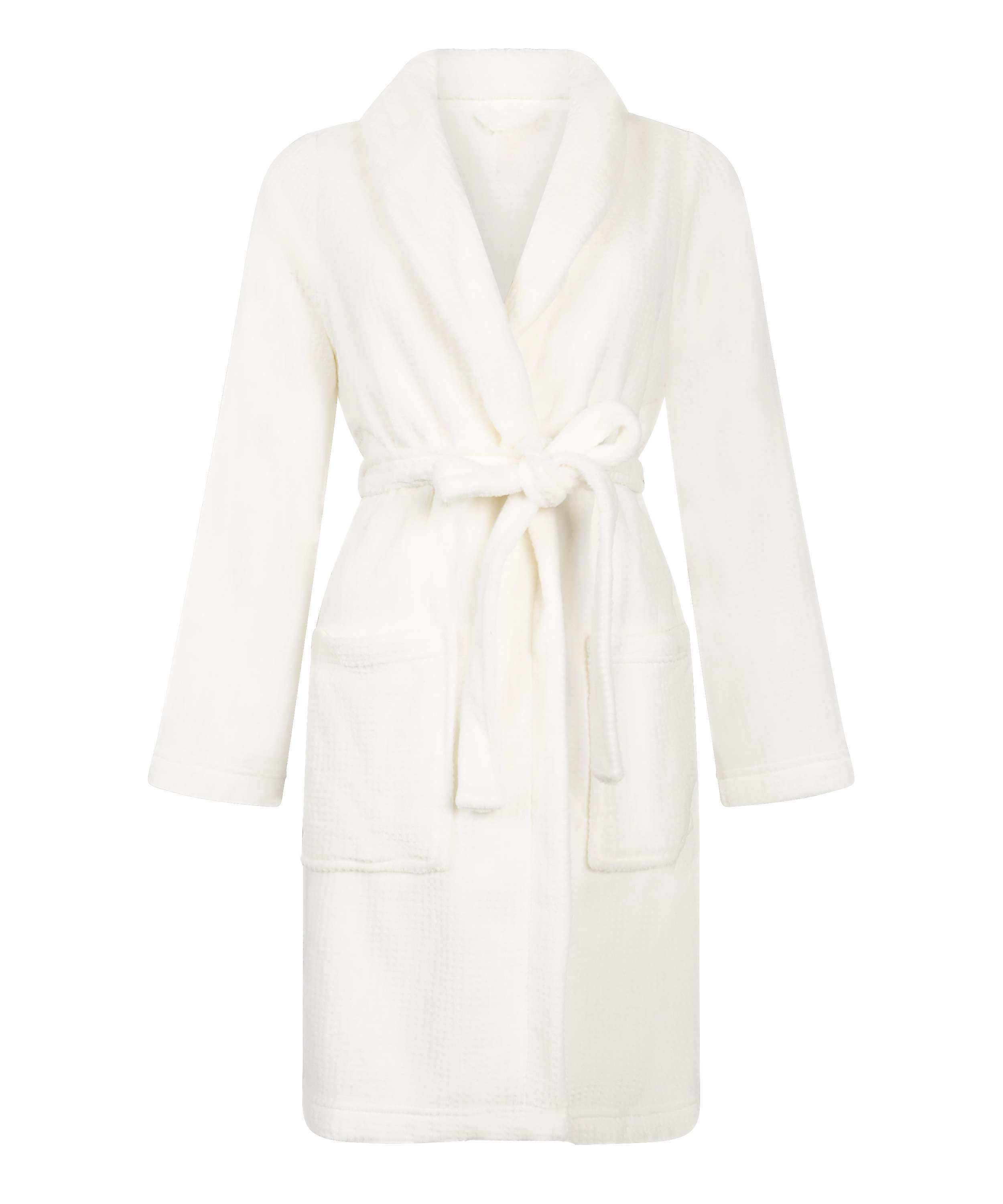 Fleece Bathrobe, White, main