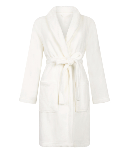 Fleece Bathrobe, White