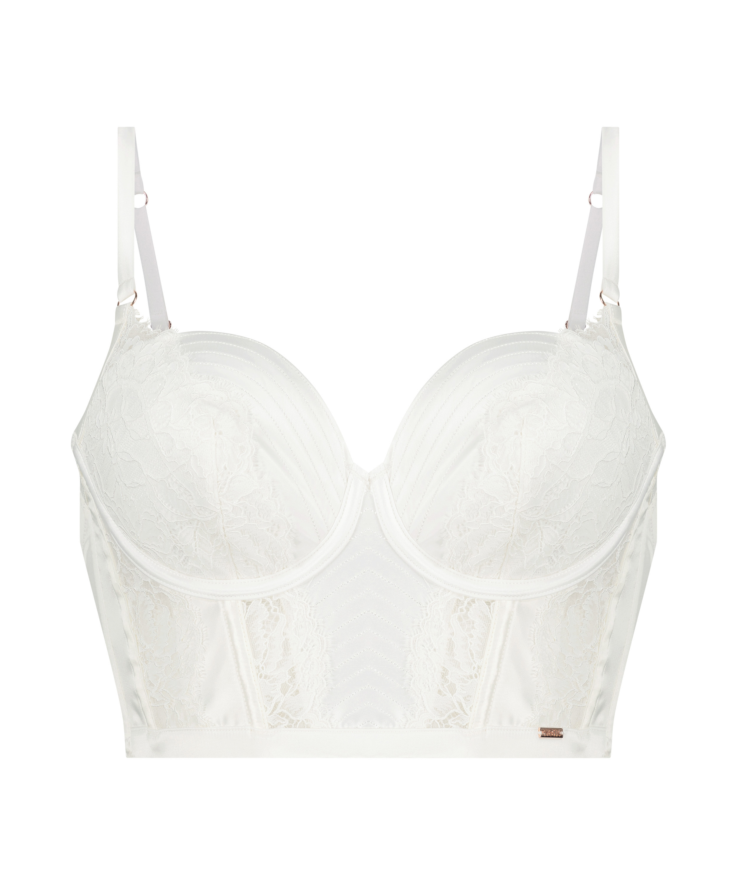 Erika padded longline underwired bra, White, main
