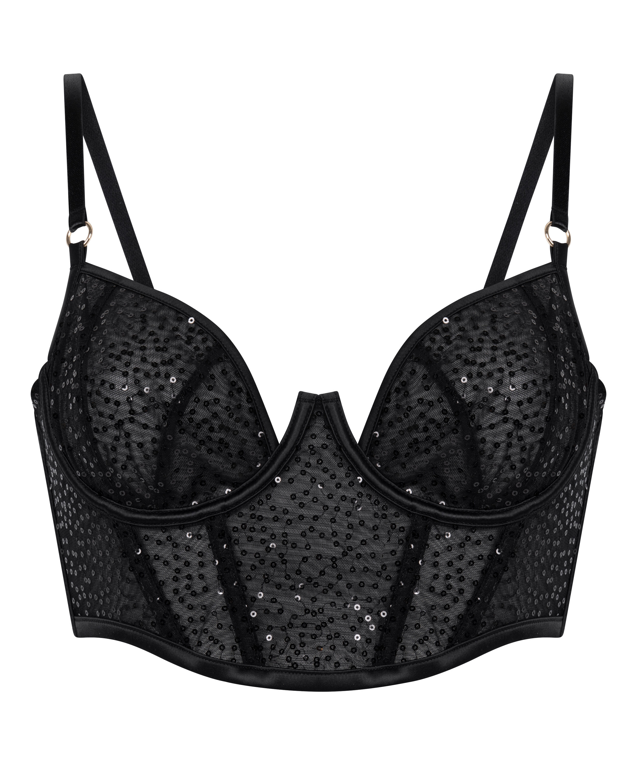 Elle Non-Padded Underwired Longline Bra, Black