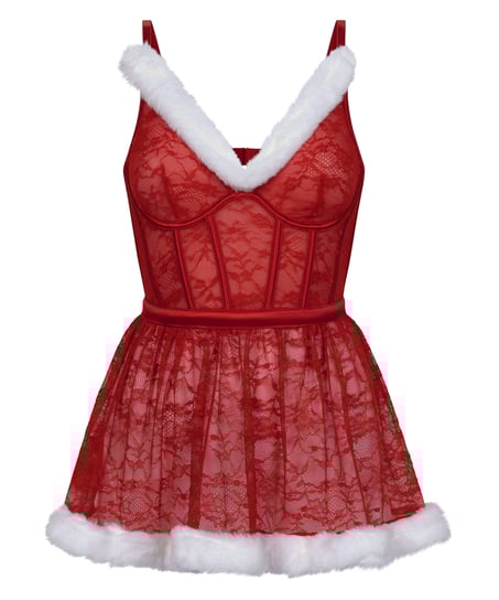 Sexy Santa Wired Slip Dress, Red