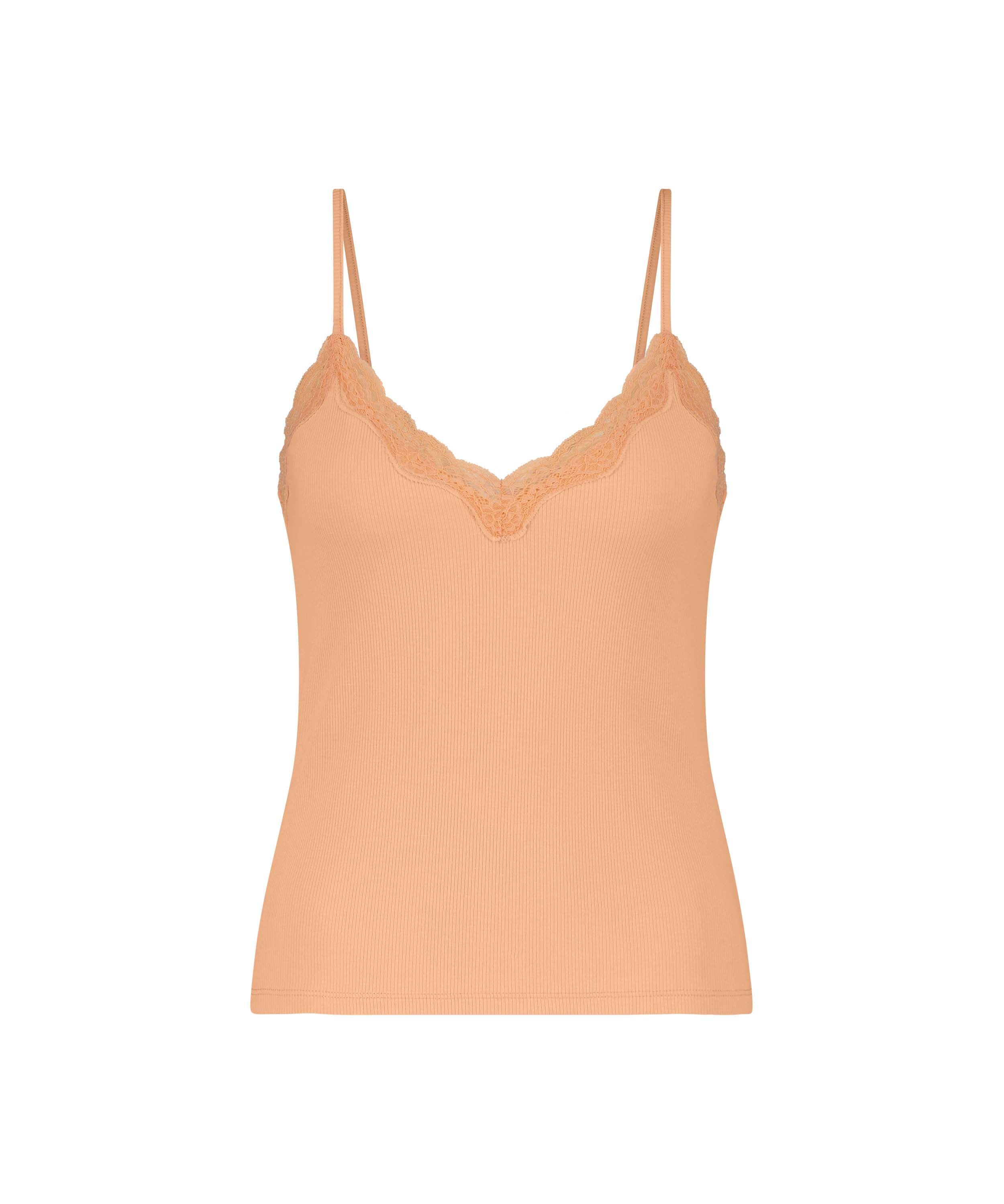 Cami Rib Lace  Top, Pink, main
