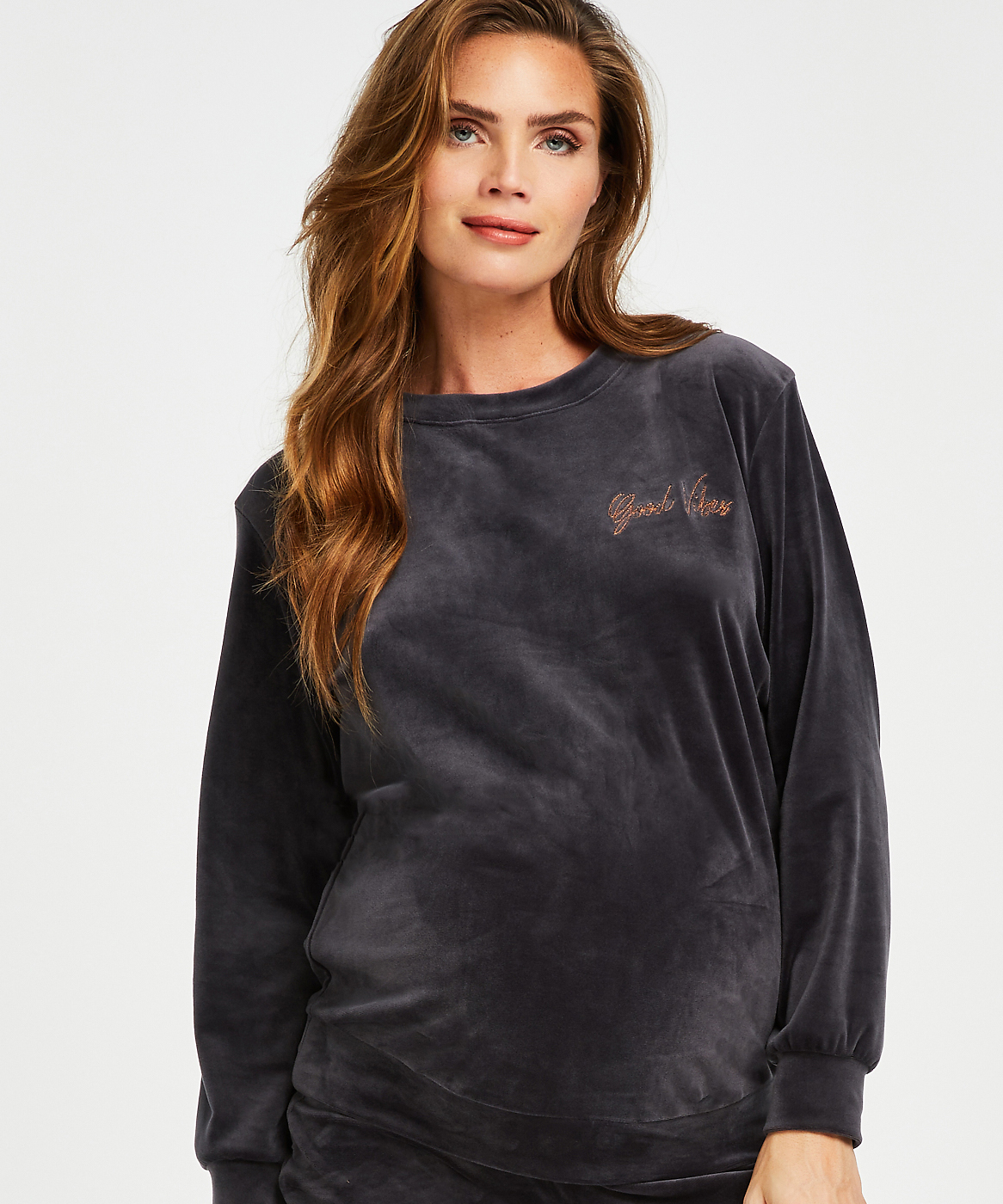 Velours Maternity Top, Gray, main