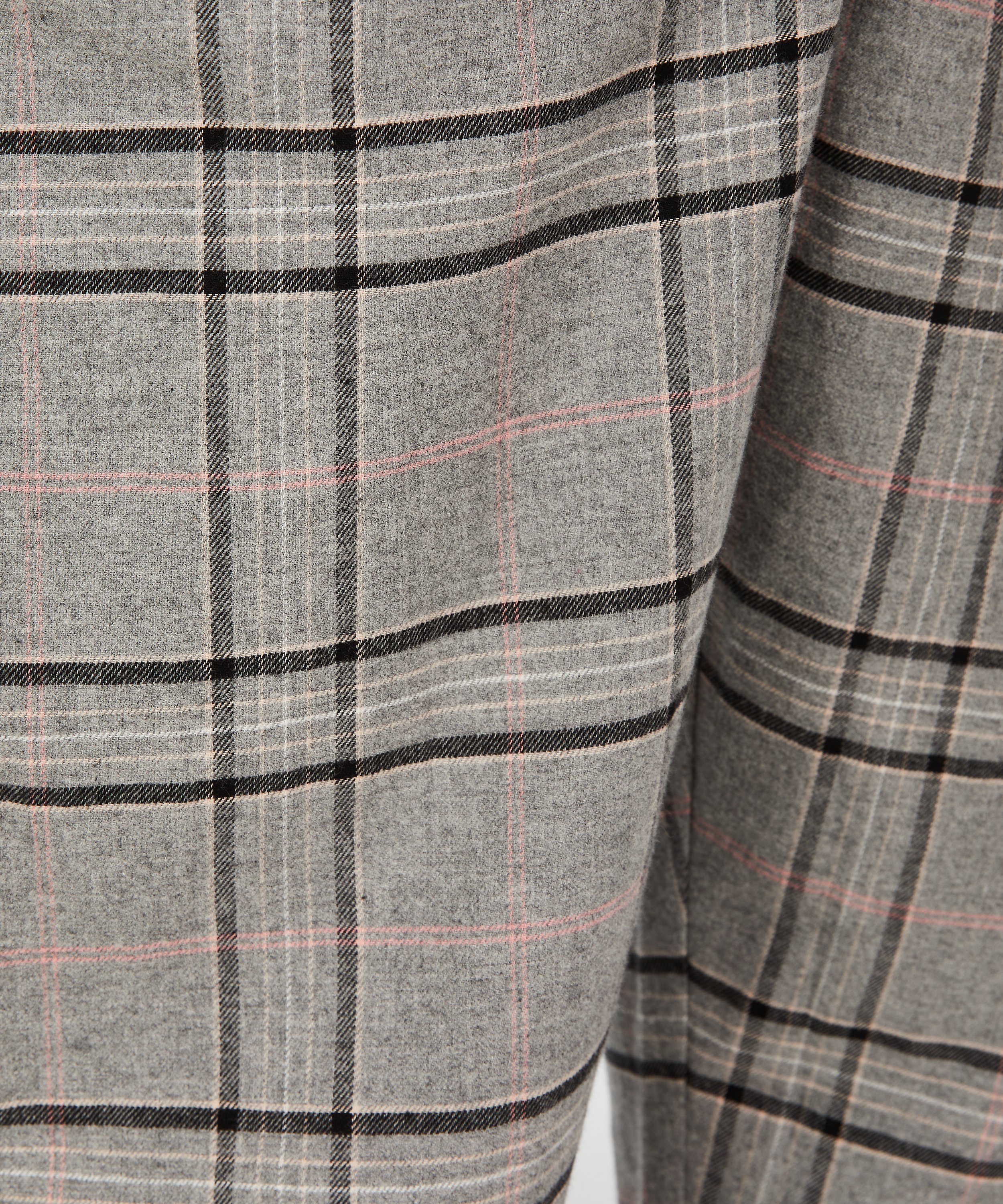 Petite Twill Check Pyjama Pants, Gray, main