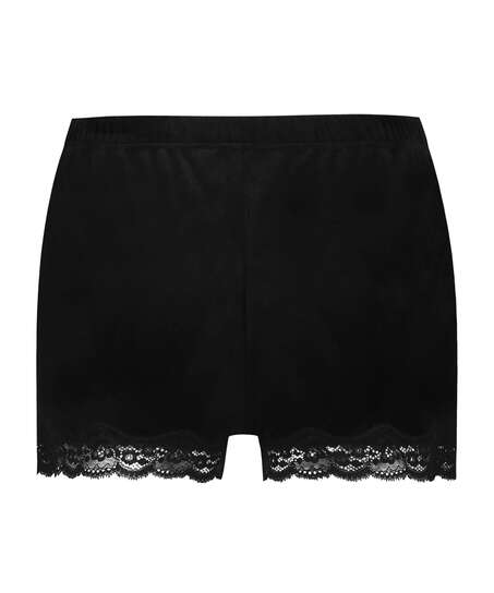 Velvet lace shorts, Black