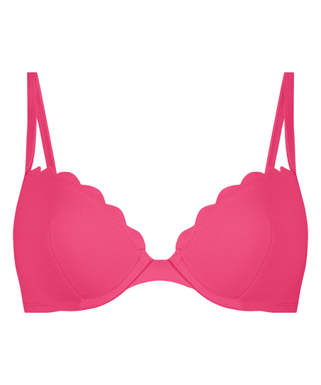 Scallop padded underwired bikini-top, Pink