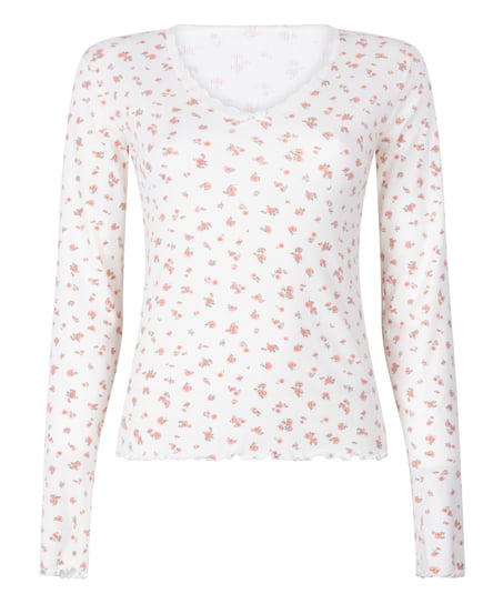 Ribbed Pyjama Top, White