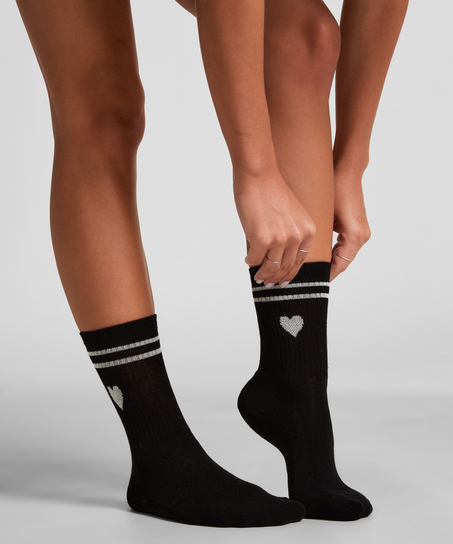 Cotton Crew Socks, Black