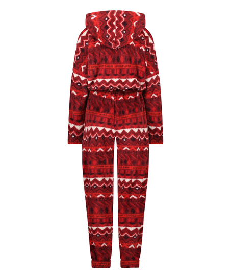 Fair Isle Flannel Fleece Onesie, Red