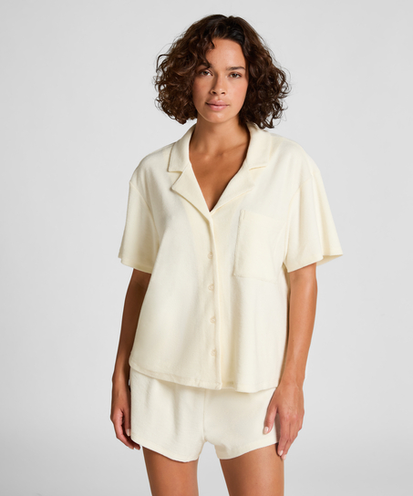 Towel Texture Button-Up Shirt, White