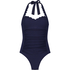 Shaping Halter Scallop Swimsuit, Blue