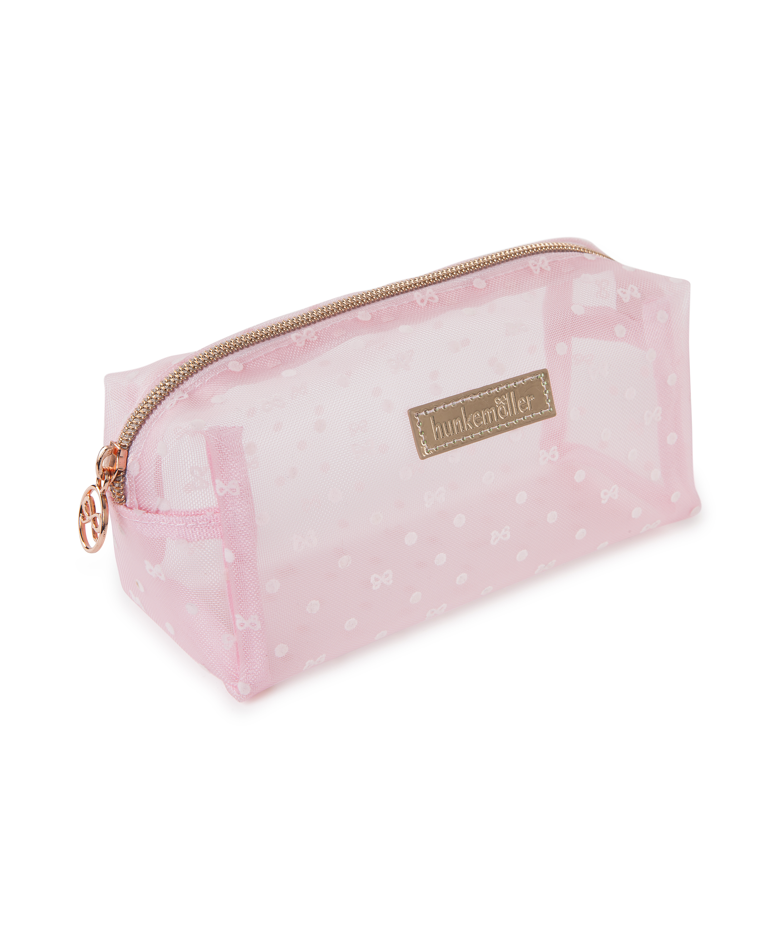 Dotted Mesh Make-Up Bag, Pink, main