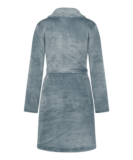 Fleece Zip Bathrobe, Blue