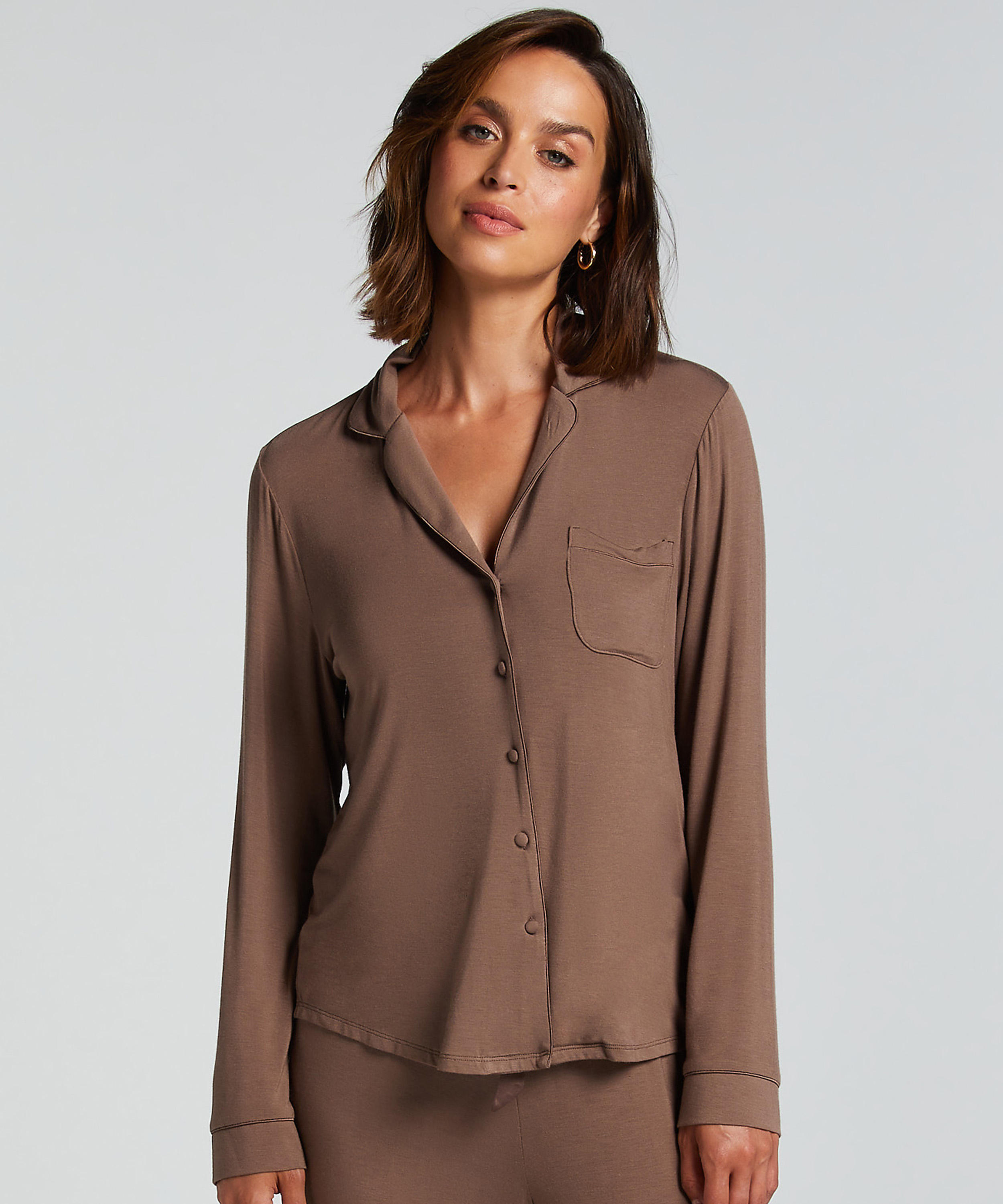 Essential Jersey Long-Sleeved Jacket, Brown, main