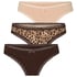 Multipack Cotton Thong, Brown