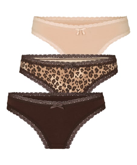 Multipack Cotton Thong, Brown